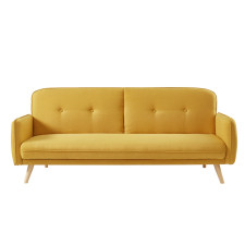 CANAPE DROIT 3 PLACES CHEVI JAUNE CONVERTIBLE LIT