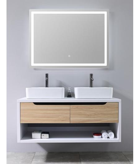 MEUBLE SALLE DE BAIN DOUBLE VASQUE- ARUFU+MIROIR LED
