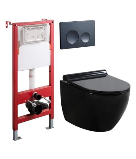 WC SUSPENDU AVEC SUPPORT LYON  NOIR