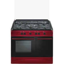 GAZINIERE KUMTEL 5FEUX GAZ WOK + FOUR 90X60 + RANGEMENT BOUTEILLE-ROUGE/NOIR