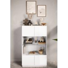 VITRINE ZARIA 2 PORTES BLANC/CHÊNE