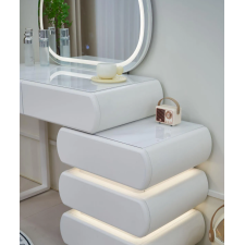 COIFFEUSE LED AVEC FAUTEUIL 2202 4 TIROIRS 2 PLATEAUX + 1 MIROIR BLANC