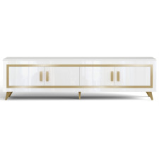 MEUBLE TV GOLD 4 PORTES BLANC LAQUE ET DORE