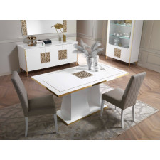TABLE A MANGER STELLA BLANC LAQUE ET DORE