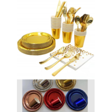 LOT DE 10 ASSIETTES UNIES 23CM EN CARTON ARGENT/OR/ROSE GOLD