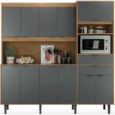 BUFFET DE CUISINE BAHAMAS 904248 GRIS ET CHENE FONCE