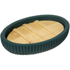 PORTE SAVON EN RESINE ET BAMBOU BLEU PETROLE