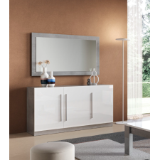 BUFFET GRETA 3 PORTES BLANC LAQUE ET GRIS BETON
