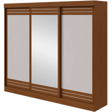 ARMOIRE NICE 73368.165.767 3 PORTES COULISSANTES BLANC CASSE ET HETRE MIEL