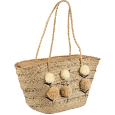 SAC DE PLAGE EN JUTE AVEC POMPON