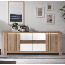 BUFFET PALAZZO 4 PORTES IMITATION CHENE ET BLANC