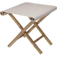 TABOURET PLIANT EN BAMBOU TISSU BLANC CASSE