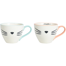 SET DE 2 TASSES A THE MIAOU BLEU ET CORAIL 400ML