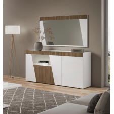 BUFFET ETNA 3 PORTES BLANC LAQUE ET DECOR BOIS