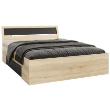 LIT KLEO 160 X 200 CM BOIS CLAIR ET NOIR