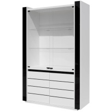 VITRINE LINN 120X185X45CM NOIRE ET BLANCHE