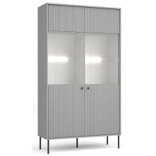 VITRINE IRIS 2PORTES 8ETAGERES GRIS MAT