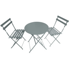 TABLE DE BISTROT RONDE ET 2 CHAISES ANTHRACITE