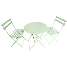 TABLE DE BISTROT RONDE ET 2 CHAISES VERT CLAIR