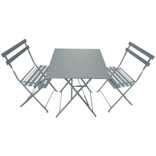 TABLE DE BISTROT CARREE ET 2 CHAISES ANTHRACITE