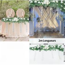 GUIRLANDE DE FLEURS ARTIFICIELLES POUR ARCHE 2MX0.55 VERT/BLANC