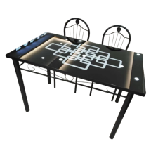 ENSEMBLE TABLE ET 4 CHAISES MF003 EN FER FORGE NOIR