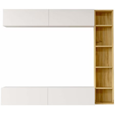 LIVING SUSPENDU CN1 SW TV BLANC ET BOIS CLAIR