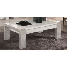 TABLE BASSE VITTORIA  EFFET MARBRE BLANC LAQUE