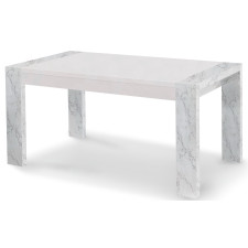 TABLE A MANGER VITTORIA 160X90 EFFET MARBRE GRIS BLANC LAQUE