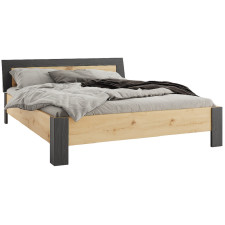 LIT LENA 160 X 200 CM GRIS ET BOIS CLAIR