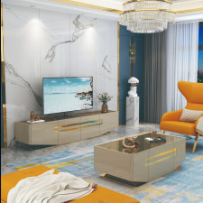 TABLE BASSE  90962 BEIGE MARRON