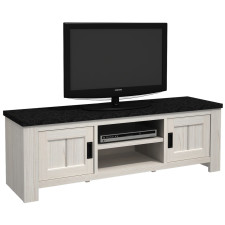 MEUBLE TV MICHIGAN 2PTES 2 NICHES NOIR BLANC