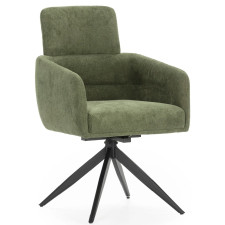 FAUTEUIL VELOURS PIVOTANT AIXA VERT-PIED NOIR - 17809