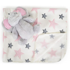COUVERTURE KANGAROO 90-75CM + DOUDOU ETOILES ROSE