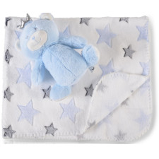 COUVERTURE CANGAROO 90X75CM+ DOUDOU BLEU