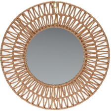 MIROIR ROND TISSE DANS UN CADRE A PAPIER GRIS 45CM