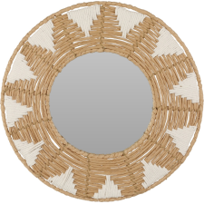 MIROIR ROND BOHEME D40CM MARRON ET BLANC