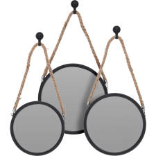 LOT DE 3 MIROIRS ROND NOIR SUR CORDES