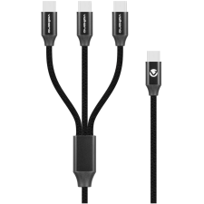 CABLE USB-C VOLKANO VK-20238-BK - 3-EN-1 WEAVE SERIES - 100W - 1.2M NOIR