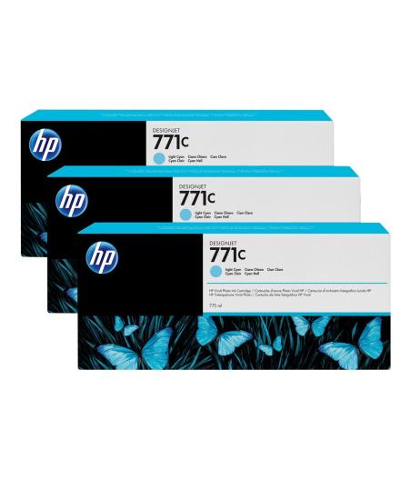 CARTOUCHE D'ENCRE HP 771C 775ML CYAN CLAIR PACK DE 3 DESIGNJET