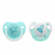 LOT DE 2 SUCETTES ORTODONTIQUE ETOILE ET FUSEE BLEU DE 6 A 18 MOIS