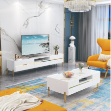 TABLE BASSE 110X60X40 BLANC DORE