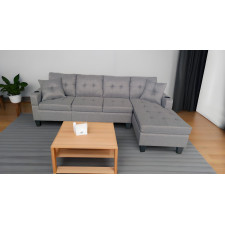 CANAPE D ANGLE IB2509 175X76X86 70X146X 86 EN TISSU GRIS