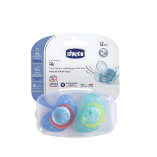 LOT DE 2 SUCETTES PHYSIO AIR SILICONE BLEU ET VERT 12 MOIS ET PLUSI