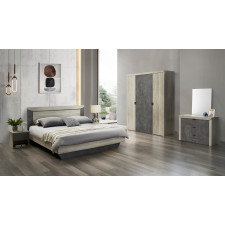 CHAMBRE DZ35B LIT160+1 CHEVET+ARMOIRE 4PTES GRIS