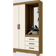 ARMOIRE B64-127  2P-3T- BOIS-MIROIR 1095X2000X465-BOIS CREME