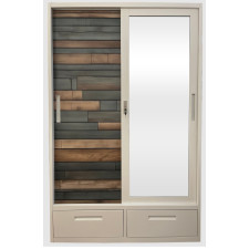 ARMOIRE EN METAL Y001 3PORTES EFFET LATTES-BLANC