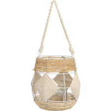 LANTERNE SUSPENDUE 20X23CM BLANC ET BEIGE