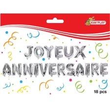 BALLONS GUIRLANDE JOYEUX ANNIVERSAIRE ARGENTES 36CM  18PCES