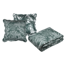 COUVRE LIT BOUTIS AVEC 2 TAIES 260X240CM MANISA VERT FEUILLES